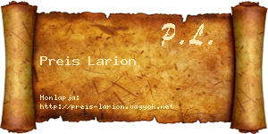 Preis Larion névjegykártya